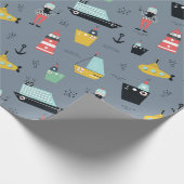 航海の帆船ライトハウス船sailorman gray ラッピングペーパー (角)