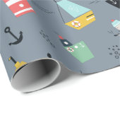 航海の帆船ライトハウス船sailorman gray ラッピングペーパー (ロールコーナー)