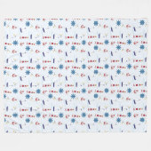 航海の帆船、灯台&いかり沿岸 フリースブランケット (正面(横))