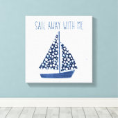 航海の引用文 |私と一緒遠くにに航海する キャンバスプリント (インサイチュ (ウッドフロア))