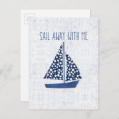 航海の引用文 |私と一緒遠くにに航海する ポストカード (正面/裏面)