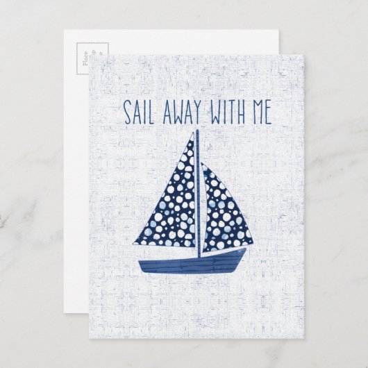 航海の引用文 |私と一緒遠くにに航海する ポストカード (正面/裏面)