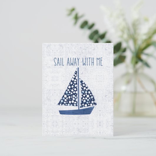 航海の引用文 |私と一緒遠くにに航海する ポストカード (スタンド正面)