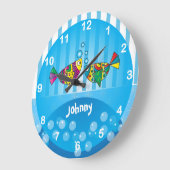 航海の抽象芸術カラフル魚デザイン ラージ壁時計 (傾斜)