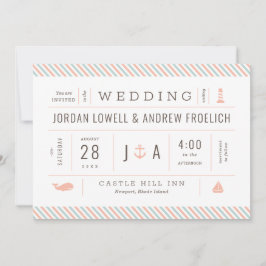 航海の招待状パステルビーチ結婚式招待状 案内状