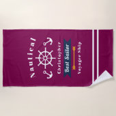 航海の最高のセーラーレッド ビーチタオル (正面)