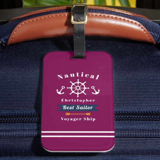 航海の最高のセーラーレッド ラゲッジタグ (正面インサイチュ2)