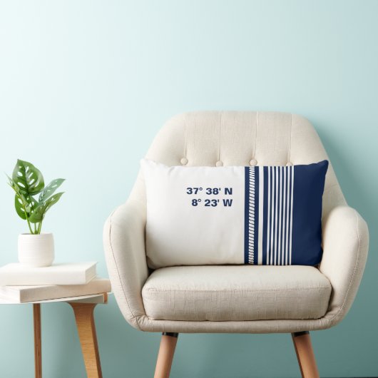 航海の枕、座標、航海のストライプ記号 ランバークッション (椅子)