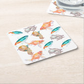 航海の模様 スクエアペーパーコースター (アングル)