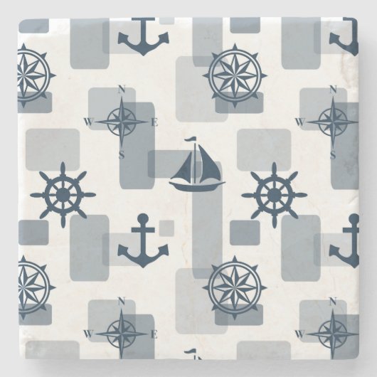 航海の模様 ストーンコースター (正面)
