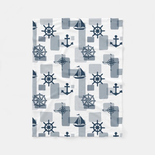 航海の模様 フリースブランケット (正面)