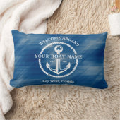 航海の歓迎ボート名いかりネイビーブルー ランバークッション (ブランケット)