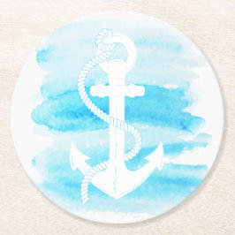 -航海の水彩いかり(1) ラウンドペーパーコースター