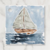 航海の水彩帆船パーソナライズされた フェイバータグ (正面)