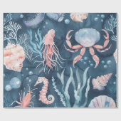 航海の水彩模様：珊瑚礁の紅葉 ラッピングペーパー (フラット)