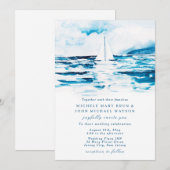 航海の水彩画 青 白 海 夏 結婚式 招待状 (正面/裏面)