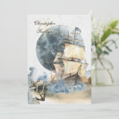 航海の水彩船と満月結婚の 招待状 (スタンド正面)