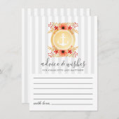 航海の水色フローラ金ゴールド結婚いかり アドバイスカード (正面/裏面)