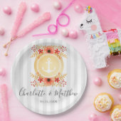 航海の水色フローラ金ゴールド結婚いかり ペーパープレート (パーティー)