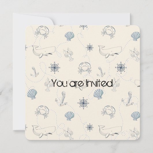 航海の海の赤ちゃんのお祝い会 招待状 (正面)