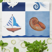 航海の海デザイン キッチンタオル (折り畳み)
