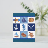 航海の海デザイン ポストカード (スタンド正面)