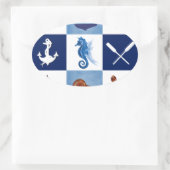 航海の海デザイン 楕円形シール (バッグ)