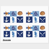 航海の海デザイン 長方形シール (シート)