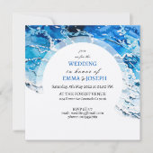 航海の海ビーチブルーモダン結婚ズ 招待状 (正面)