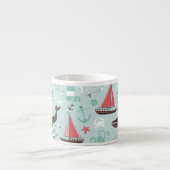 航海の海ブルーとバラ エスプレッソカップ (正面)