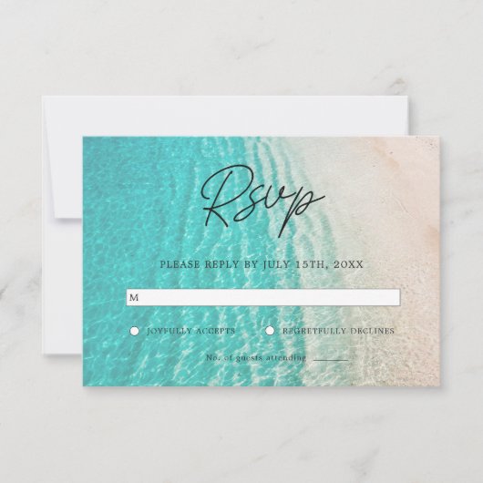 航海の海夏ビーチ行先結婚式 出欠カード (正面)