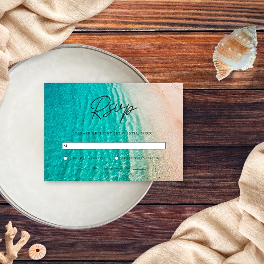 航海の海夏ビーチ行先結婚式 出欠カード