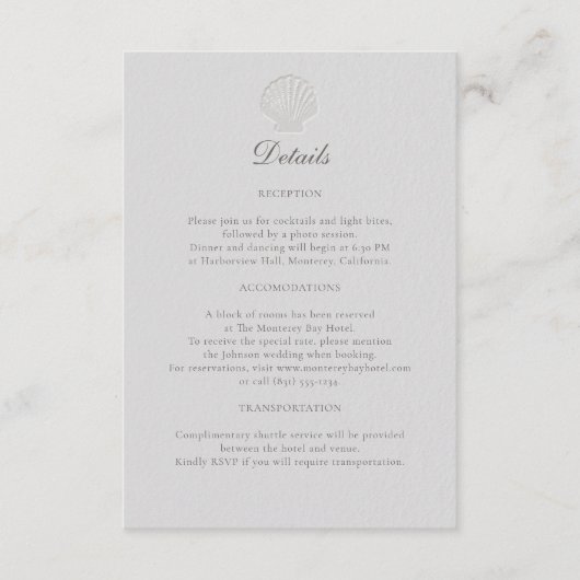 航海の海岸フォーマル結婚詳細 エンクロージャーカード (正面)