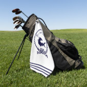 航海の海岸名シャーク・ネイビー・ブルー ゴルフタオル (グリーン)