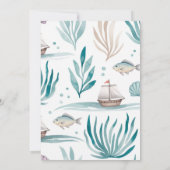 航海の海水色キッズパーティー誕生日 招待状 (裏面)
