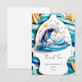 航海の海波赤ちゃんシャワー サンキューカード (正面/裏面)