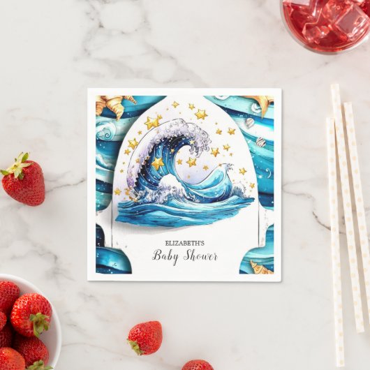 航海の海波赤ちゃんシャワー スタンダードカクテルナプキン (インサイチュ)