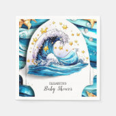 航海の海波赤ちゃんシャワー スタンダードカクテルナプキン (正面)