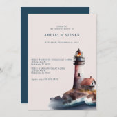 航海の灯台 |シーサイド |リハーサルディナー 招待状 (正面/裏面)
