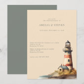 航海の灯台 |シーサイド |リハーサルディナー 招待状 (正面/裏面)