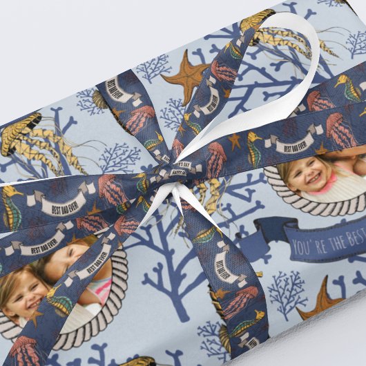 航海の父デー最高のパパエバーネイビーブルー グログランリボン