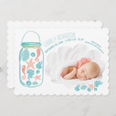 航海の生まれたばかりのベビー写真の誕生発表 案内状 (正面/裏面)