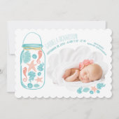 航海の生まれたばかりのベビー写真の誕生発表 案内状 (正面)