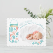 航海の生まれたばかりのベビー写真の誕生発表 案内状 (スタンド正面)