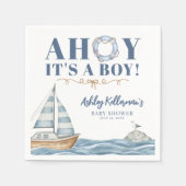 航海の男の子のシャワーだ スタンダードカクテルナプキン (正面)