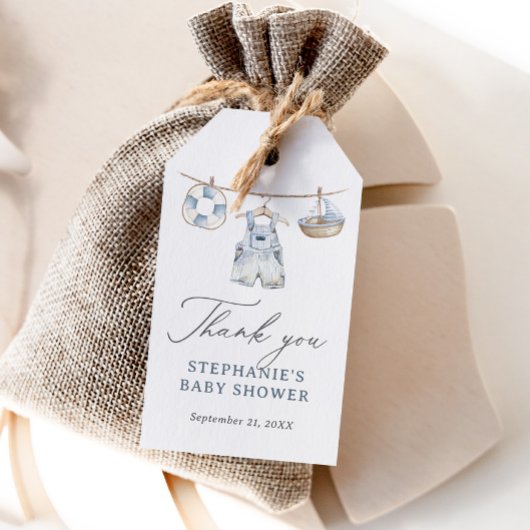 航海の男の子のベビーシャワー ギフトタグ