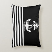 航海の白黒ストライプとホワイトいかり アクセントクッション (正面(垂直))