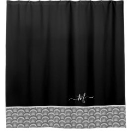 航海の白黒モノグラエレガントムイニシャル シャワーカーテン