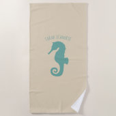 航海の砂に乗ったパーソナライズされた馬 ビーチタオル (正面)