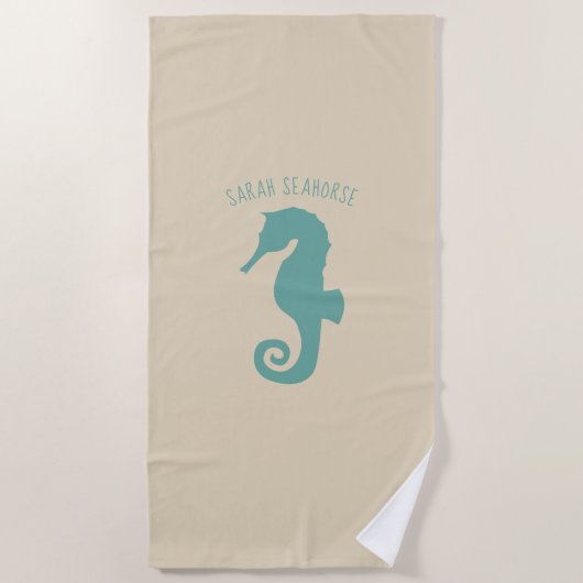 航海の砂に乗ったパーソナライズされた馬 ビーチタオル (正面)